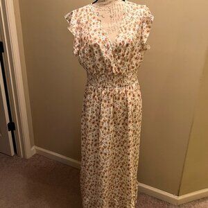 SHEIN Curve Floral Top in Cream and Brown